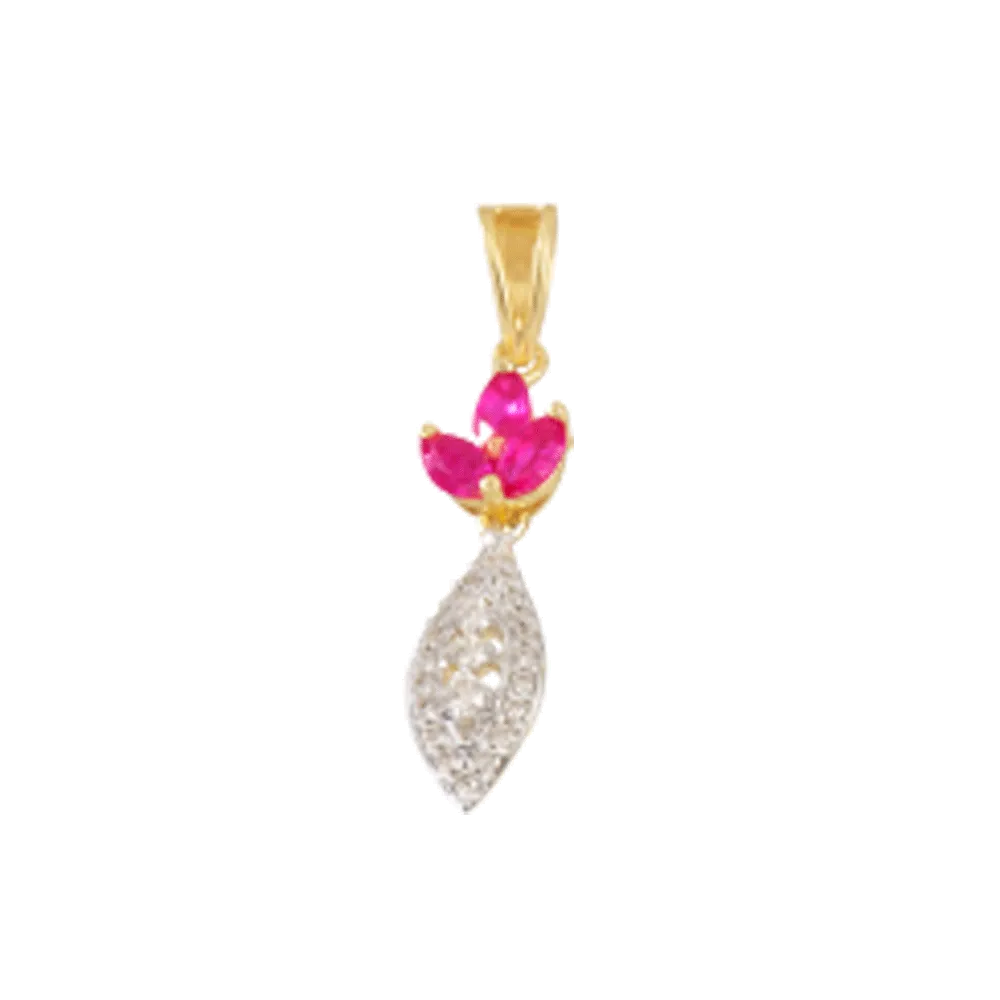 18KT (750) Yellow Gold, Diamond And Ruby Pendant For Women