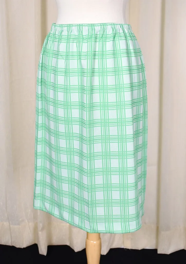 1960s Vintage Lime & White Pencil Skirt