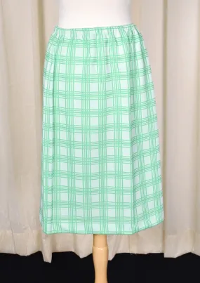 1960s Vintage Lime & White Pencil Skirt