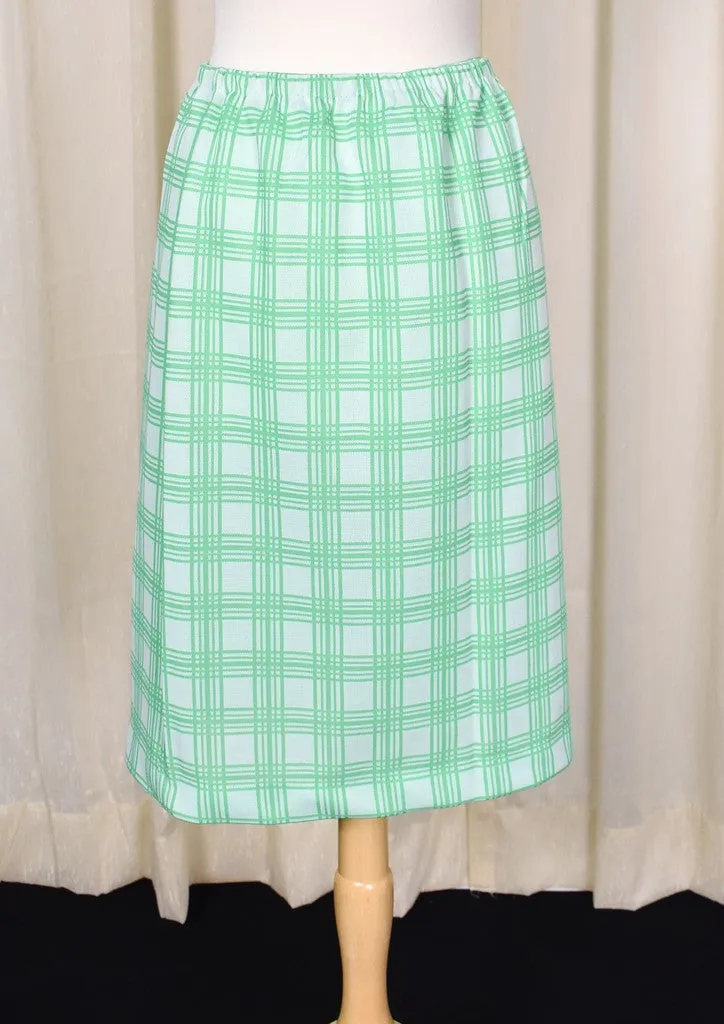 1960s Vintage Lime & White Pencil Skirt