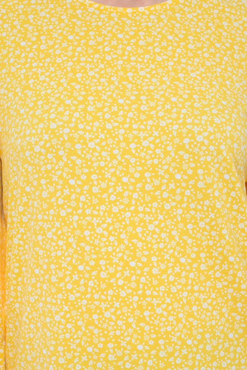Adrianna Papell Crew Neck 3/4 Sleeve Elastic Cuff Multi Print Keyhole Back Button Closure Knit Top - Wholesale