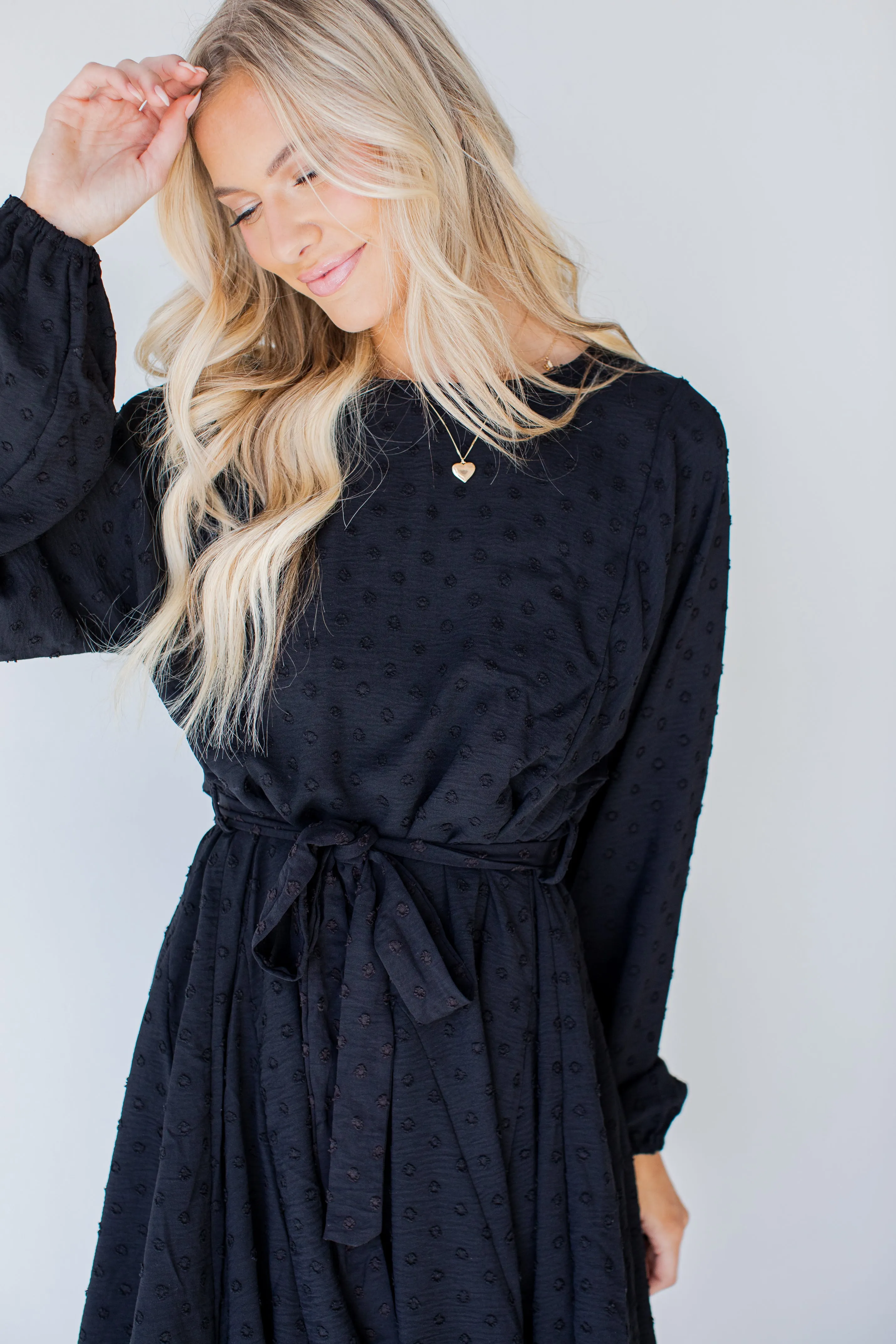 After Your Heart Swiss Dot Mini Dress