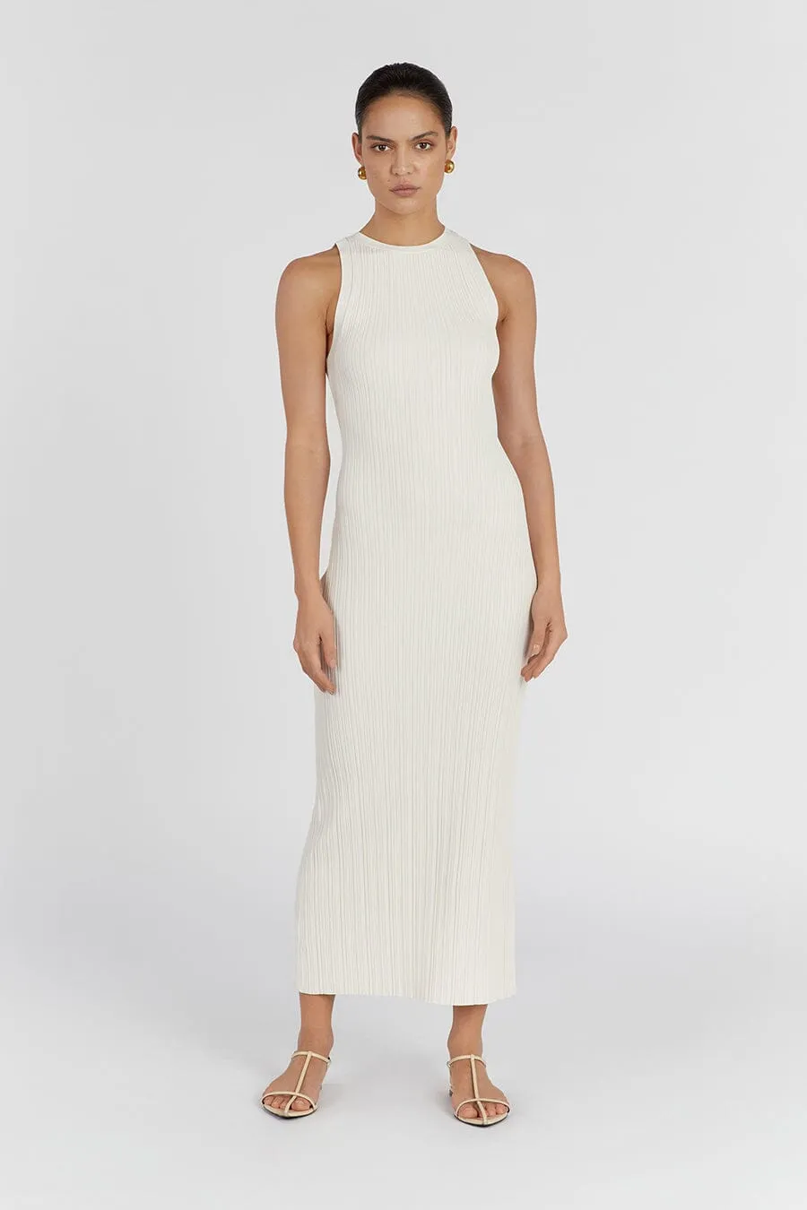 ANDERS CREAM KNIT MIDI DRESS