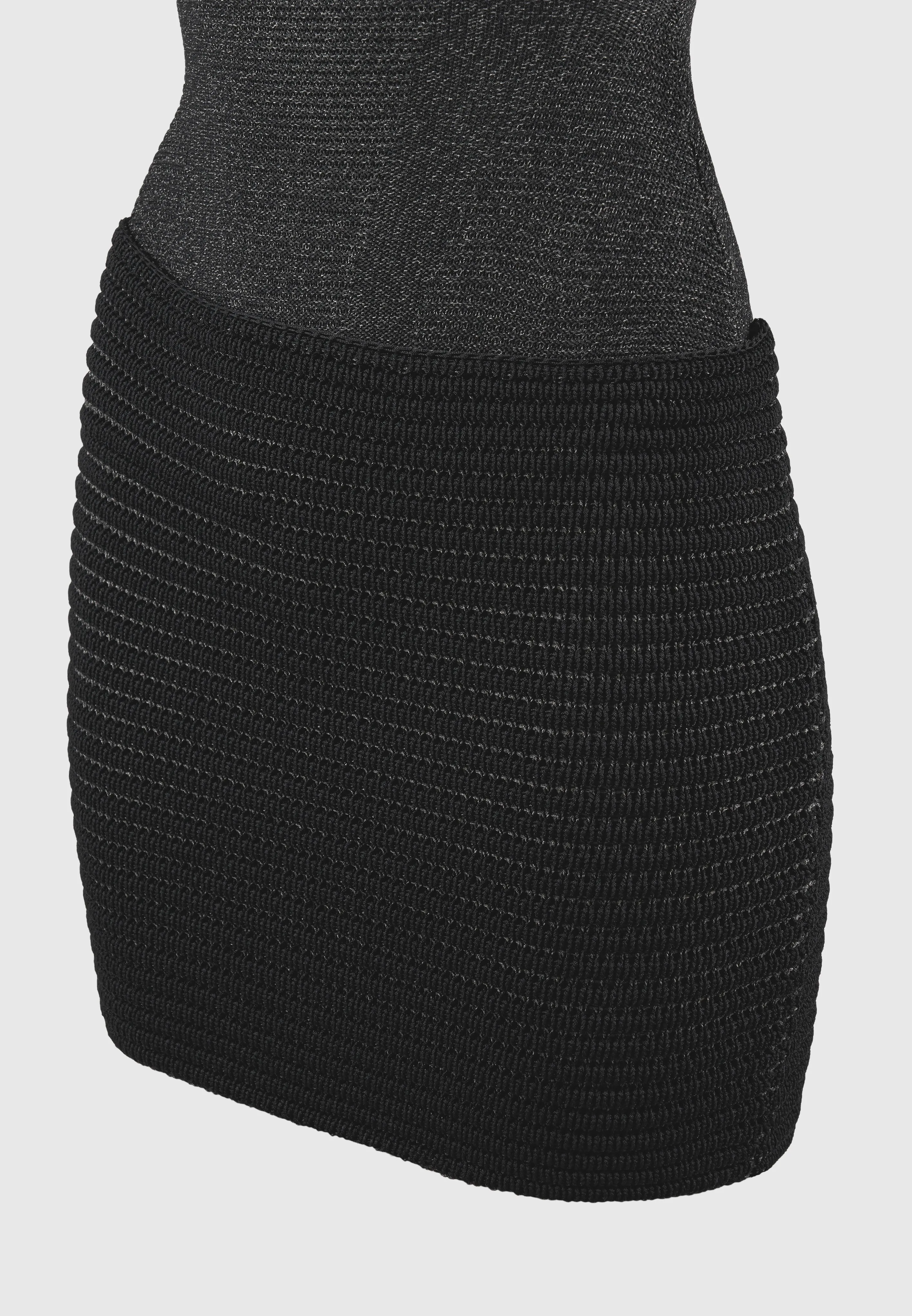 Asymmetric Knit Mini Dress - Black Marl