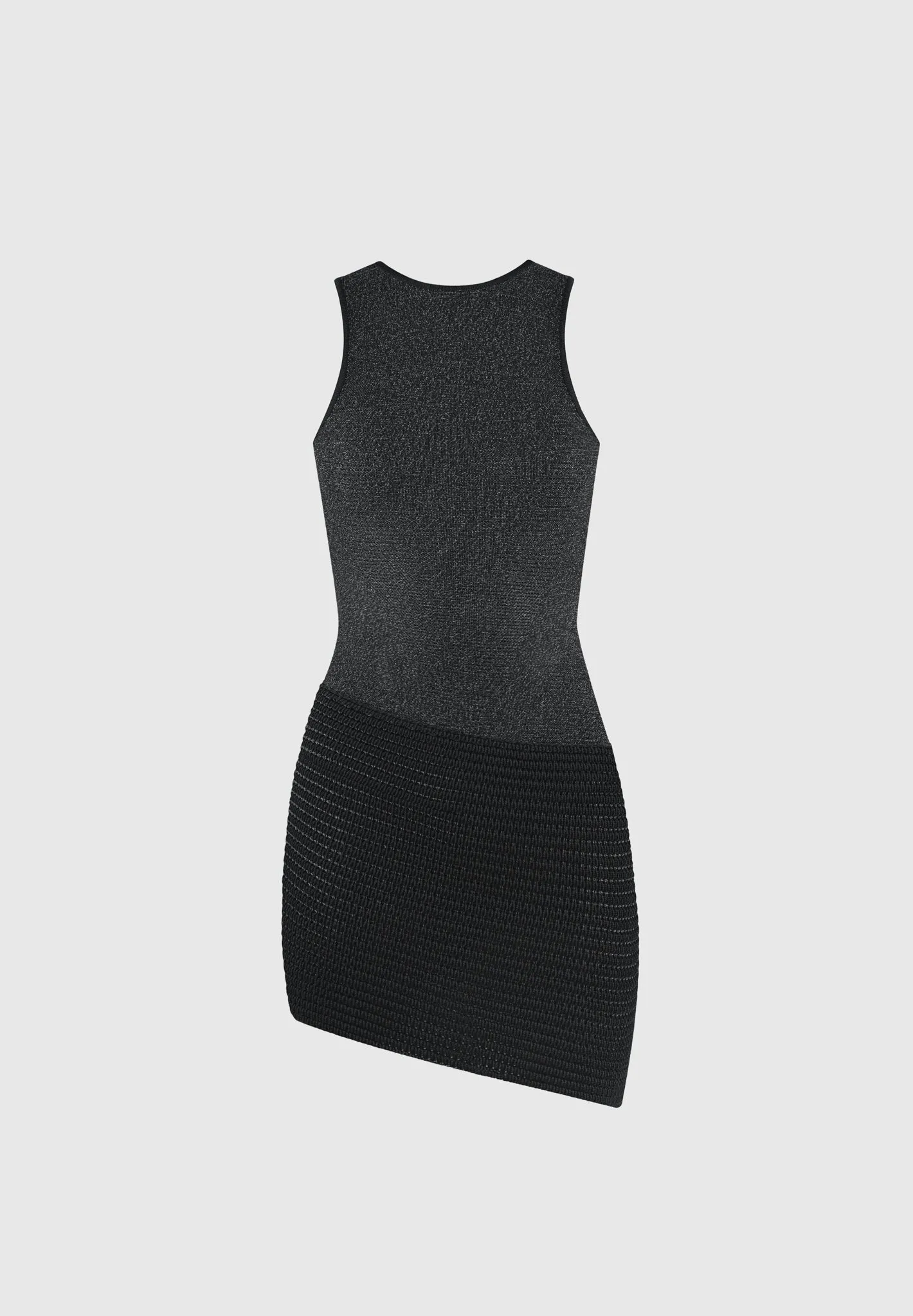 Asymmetric Knit Mini Dress - Black Marl