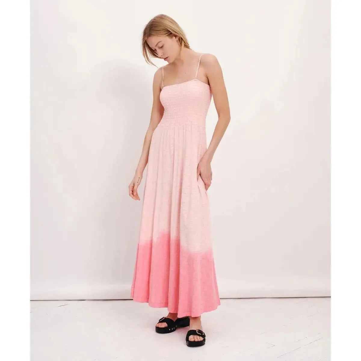 ATM Slub Jersey with Tonal Dip Smocked Dress