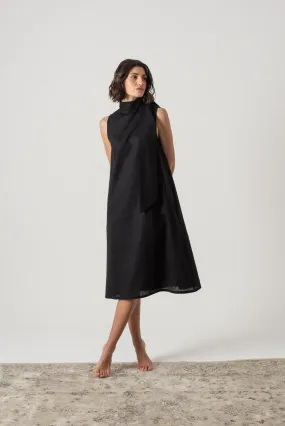 Axel Linen Tie Dress Black