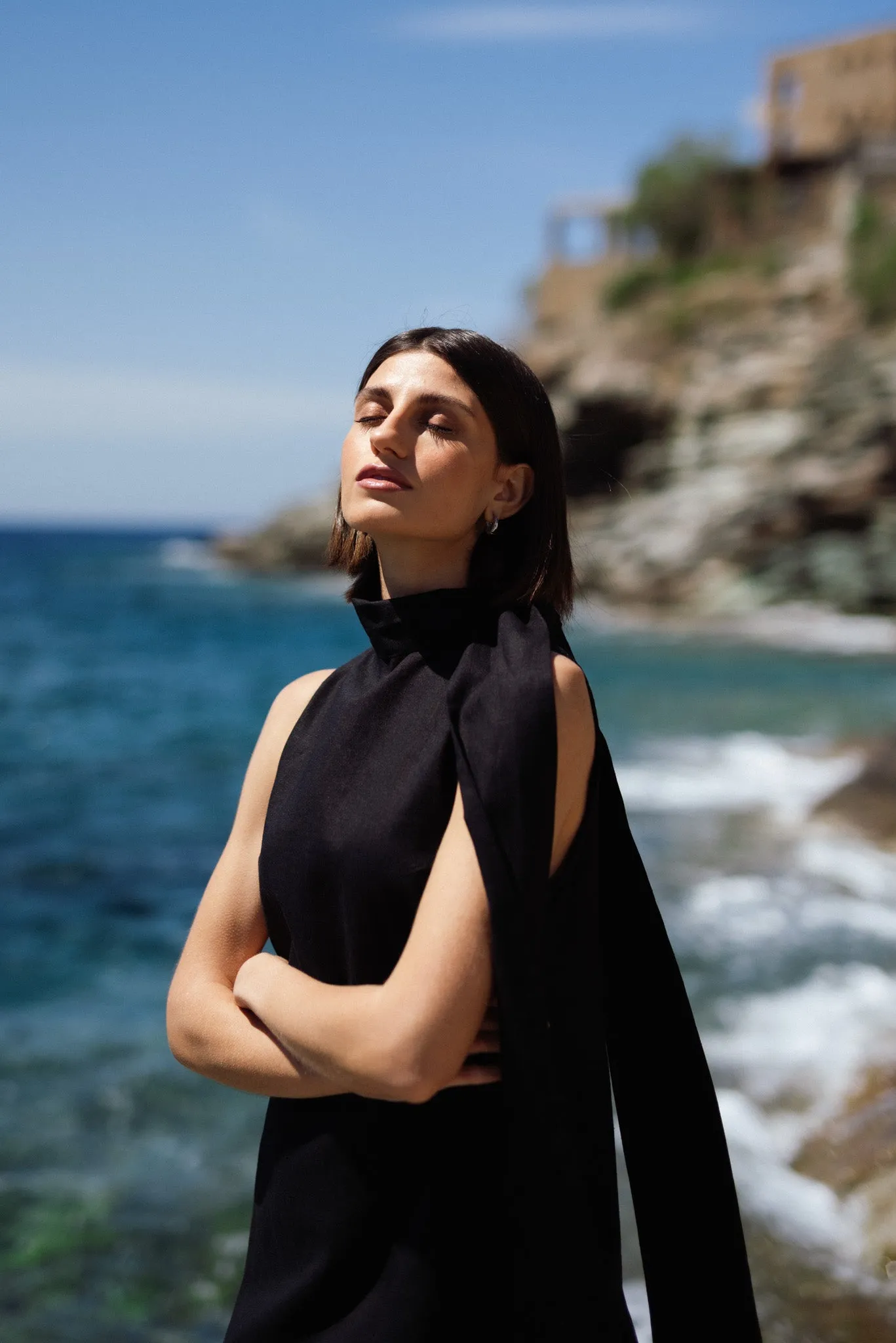 Axel Linen Tie Dress Black