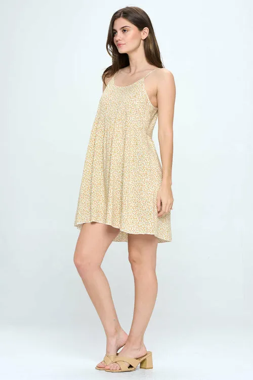 Babydoll loose fit tank dress with ditsy floral