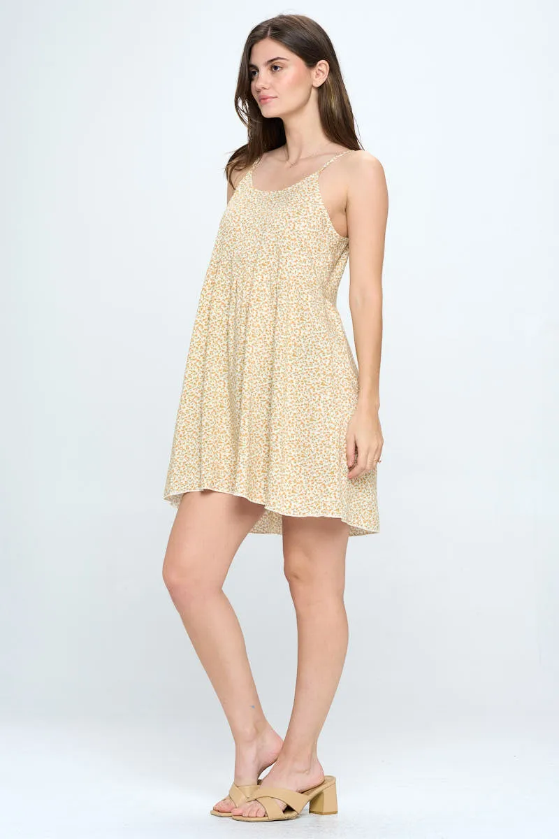 Babydoll loose fit tank dress with ditsy floral