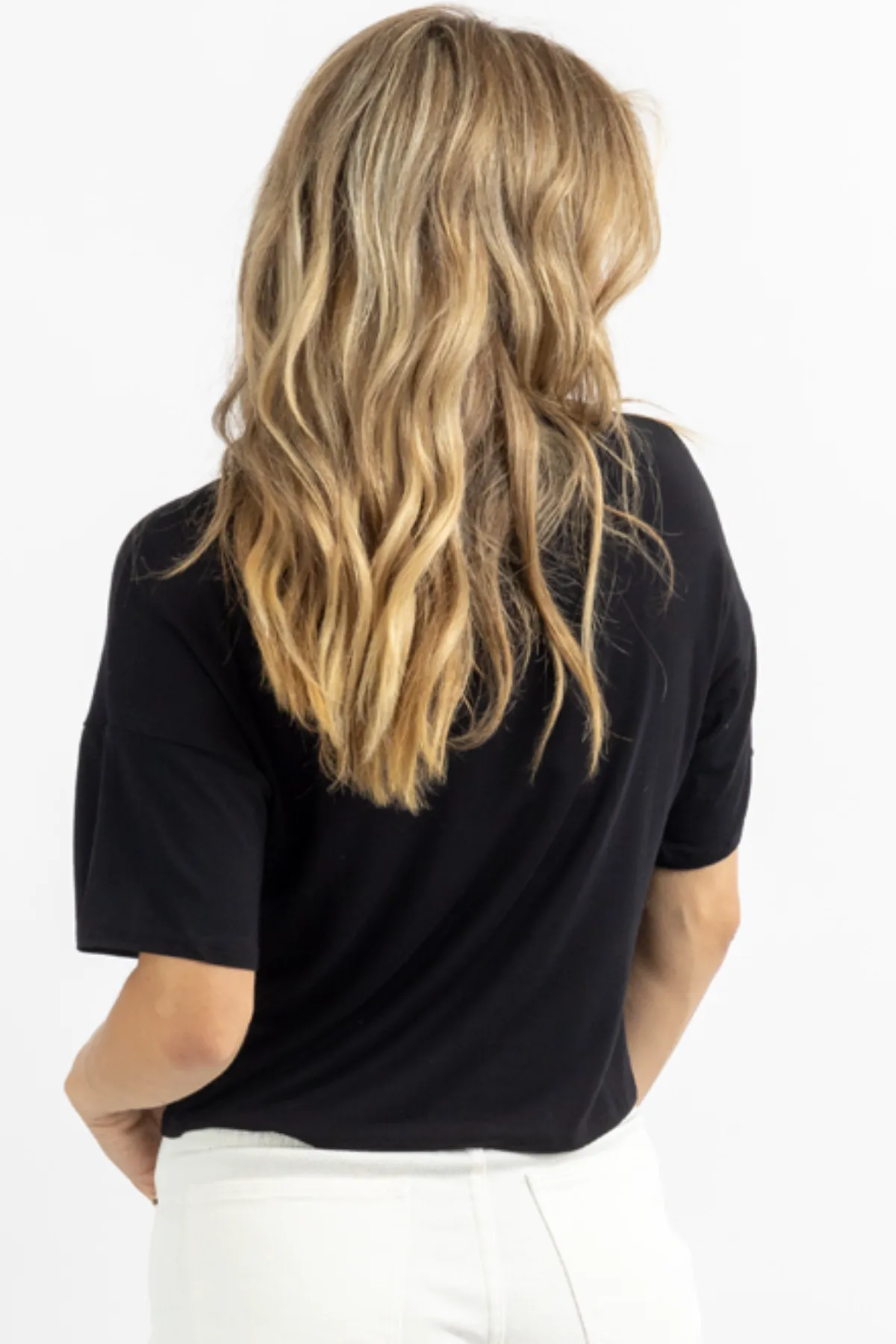 BLACK EVERYDAY JERSEY KNIT TEE