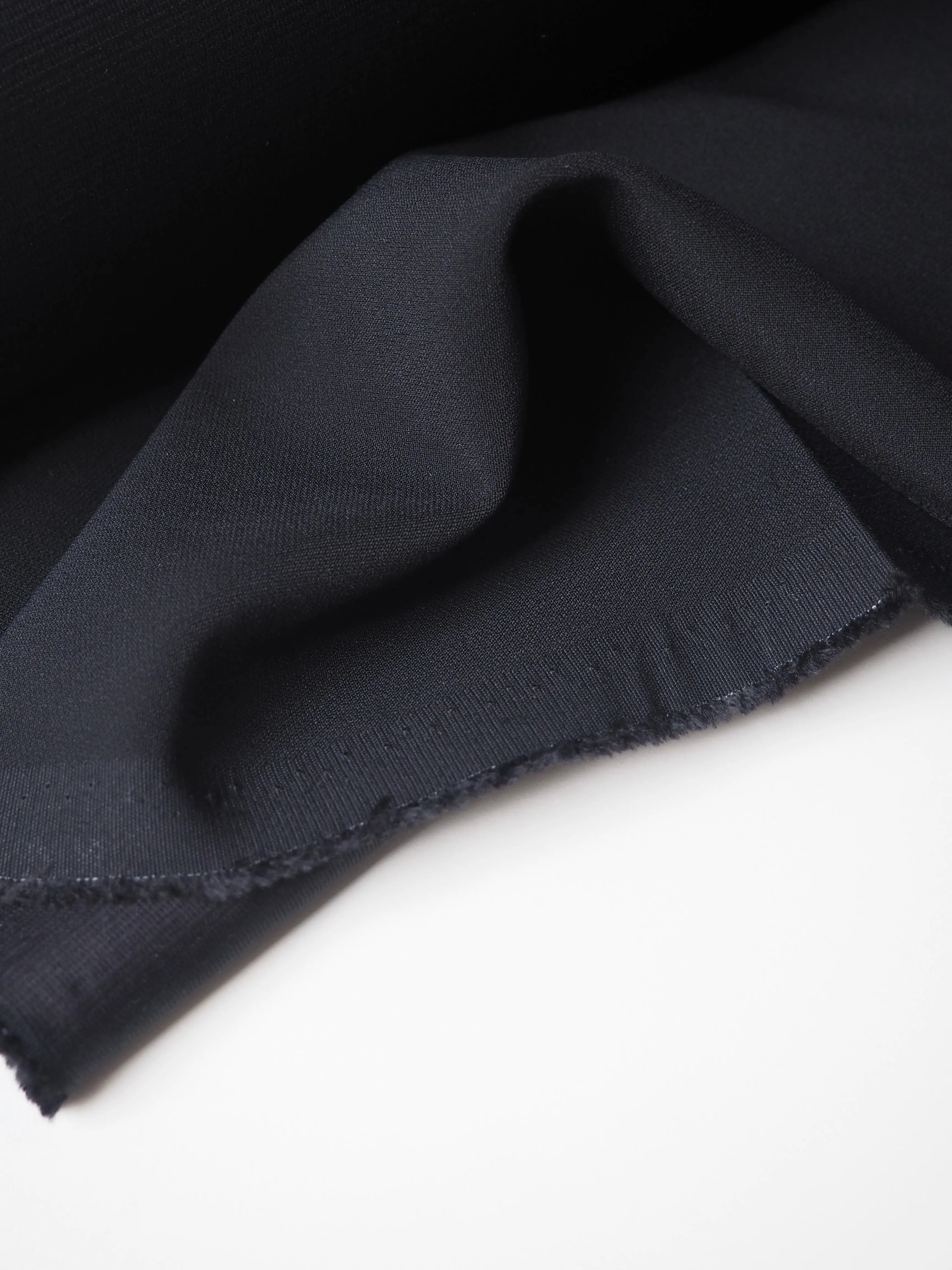 Black Interfaced Viscose/Acetate Crepe