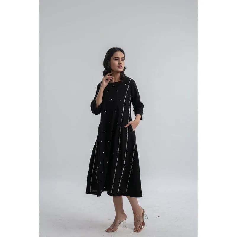 Black Khadi zari embroiderd Dress