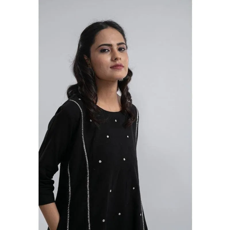 Black Khadi zari embroiderd Dress