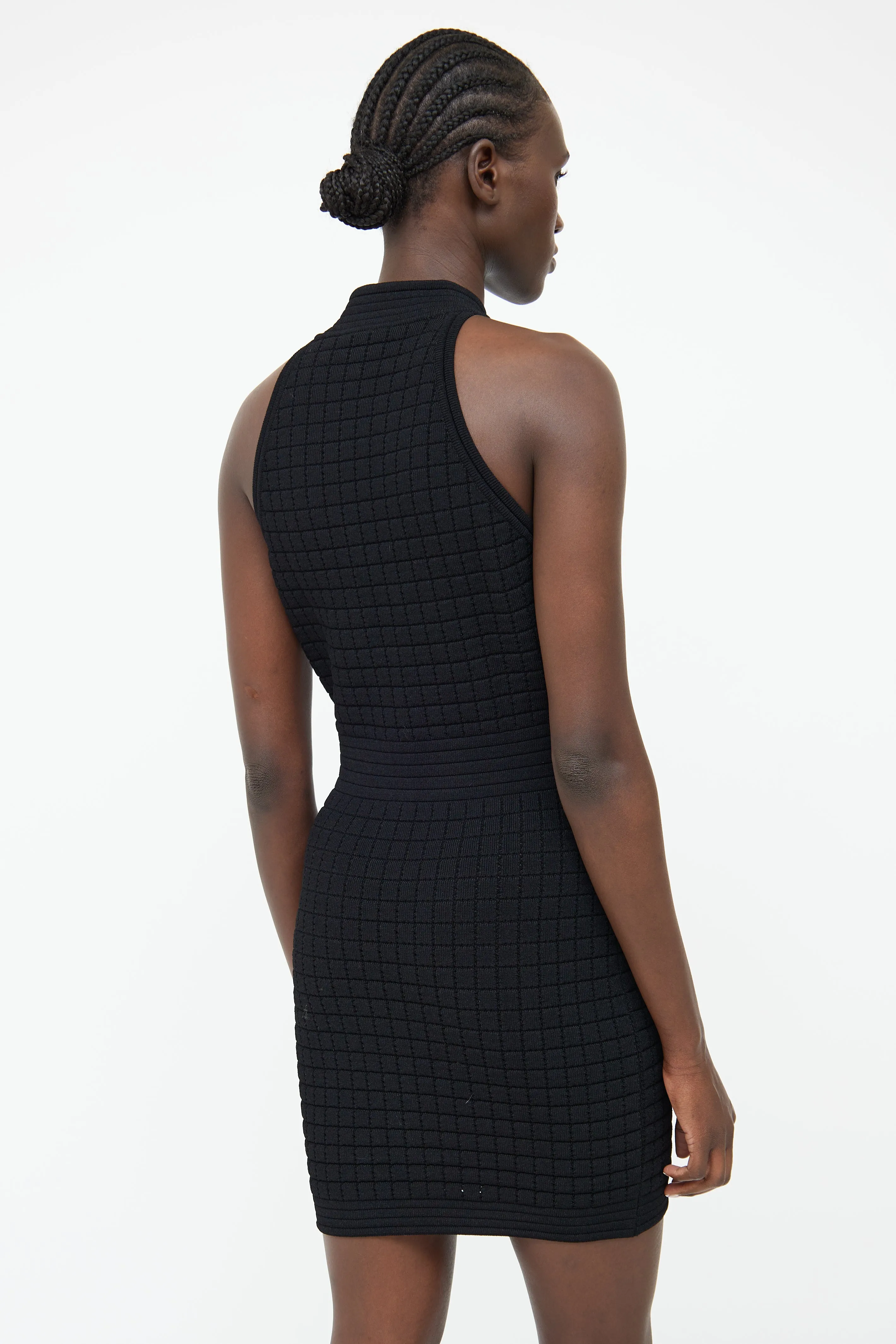 Black Knit Zip Dress