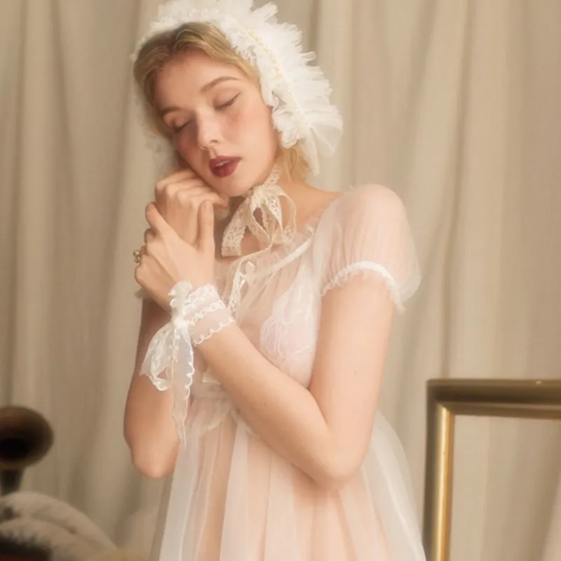 Black White Night Dress Babydoll Transparent Ruffles
