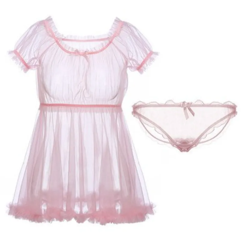 Black White Night Dress Babydoll Transparent Ruffles