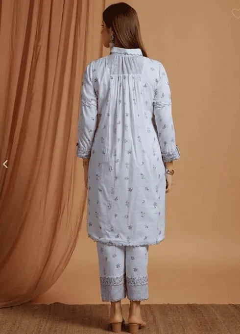 Blue Block Print Mulmul Co-Ord Set