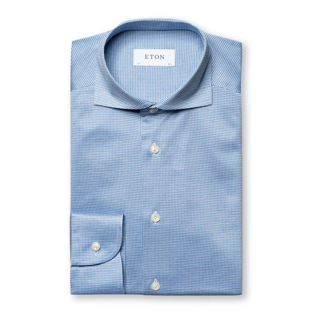 Blue Check King Knit Slim Fit Shirt