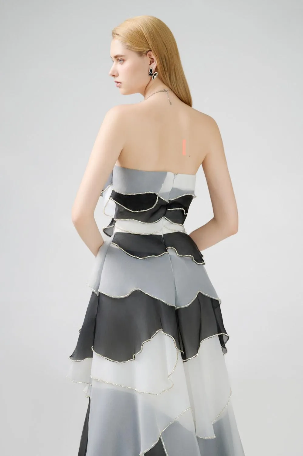 Bobby Strapless Back Zipper Organza Floor Length Dress