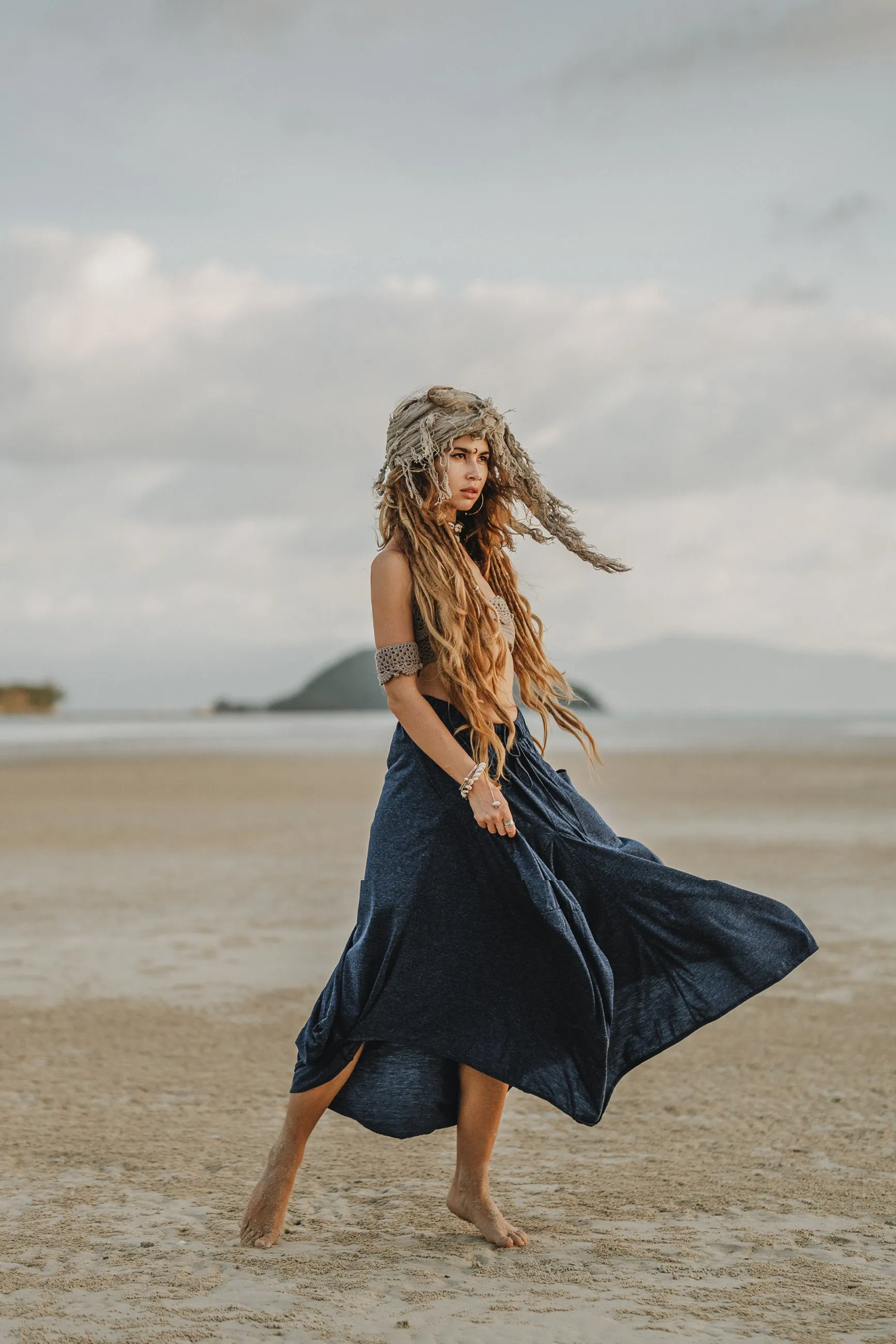 Boho Maxi Skirt Nariya Blue