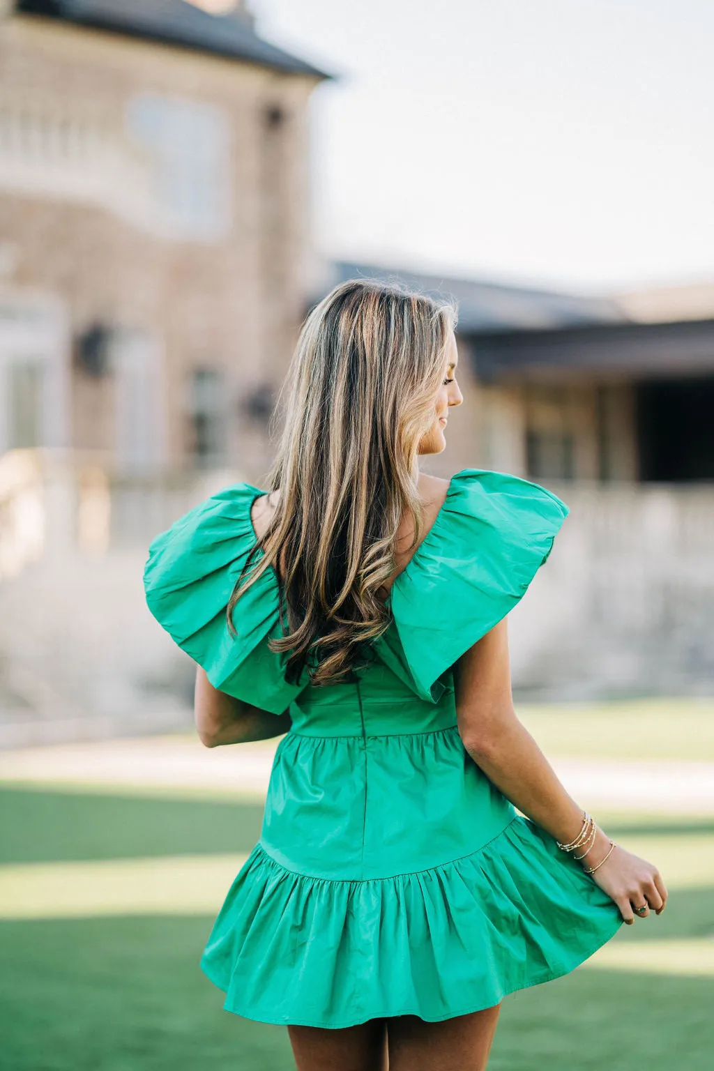 Bonnie Ruffle Dress - Kelly Green