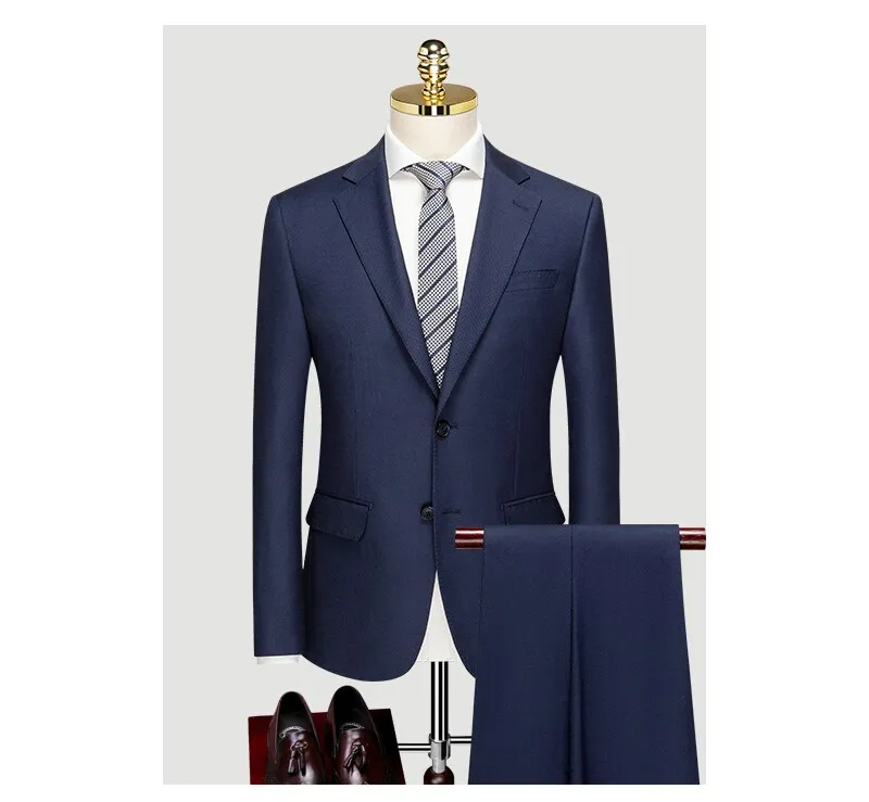 British Suit Men's Three Piece Slim Business Professional Formal Dress Groom's Wedding Dress Grey Casual Suit