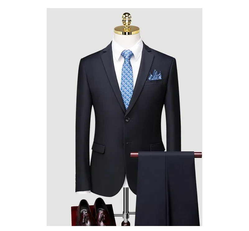 British Suit Men's Three Piece Slim Business Professional Formal Dress Groom's Wedding Dress Grey Casual Suit