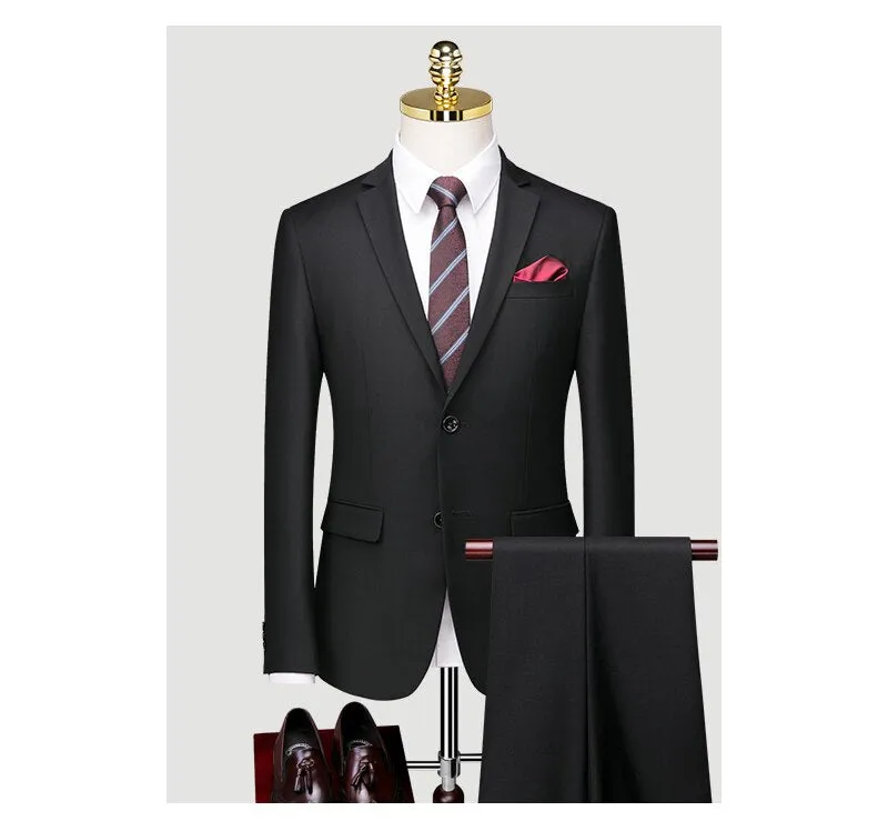 British Suit Men's Three Piece Slim Business Professional Formal Dress Groom's Wedding Dress Grey Casual Suit