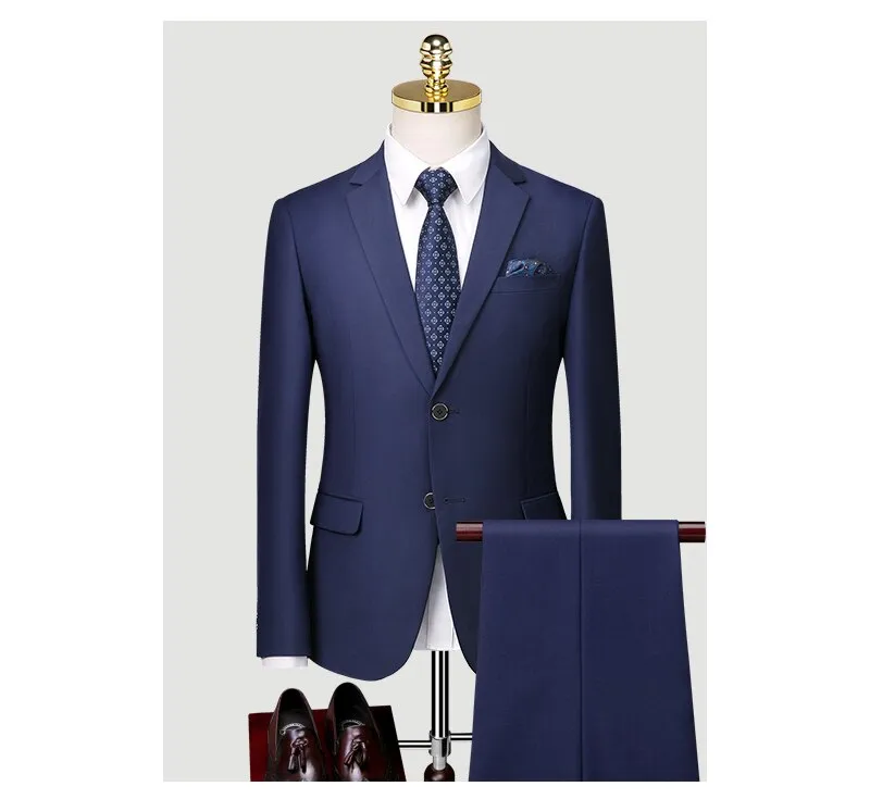 British Suit Men's Three Piece Slim Business Professional Formal Dress Groom's Wedding Dress Grey Casual Suit