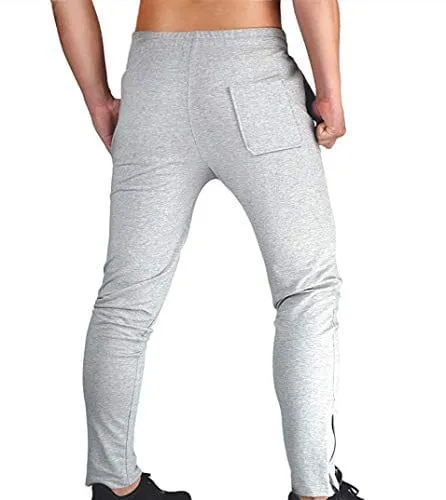 BROKIG Mens Zip Joggers Pants - Casual Gym Fitness Trousers Comfortable Tracksuit Slim Fit Bottoms Sweatpants with Pockets (Small, Heather Grey)