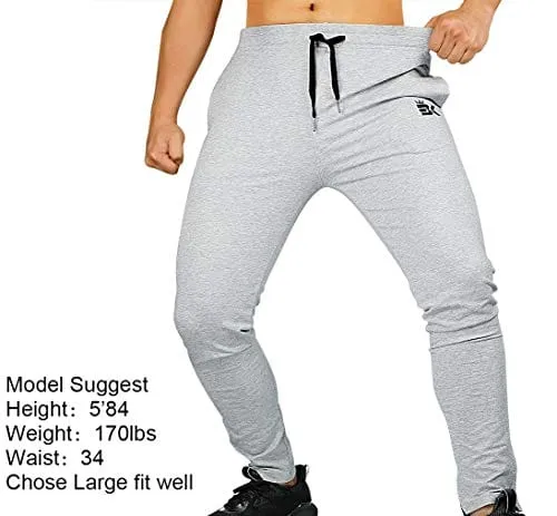 BROKIG Mens Zip Joggers Pants - Casual Gym Fitness Trousers Comfortable Tracksuit Slim Fit Bottoms Sweatpants with Pockets (Small, Heather Grey)