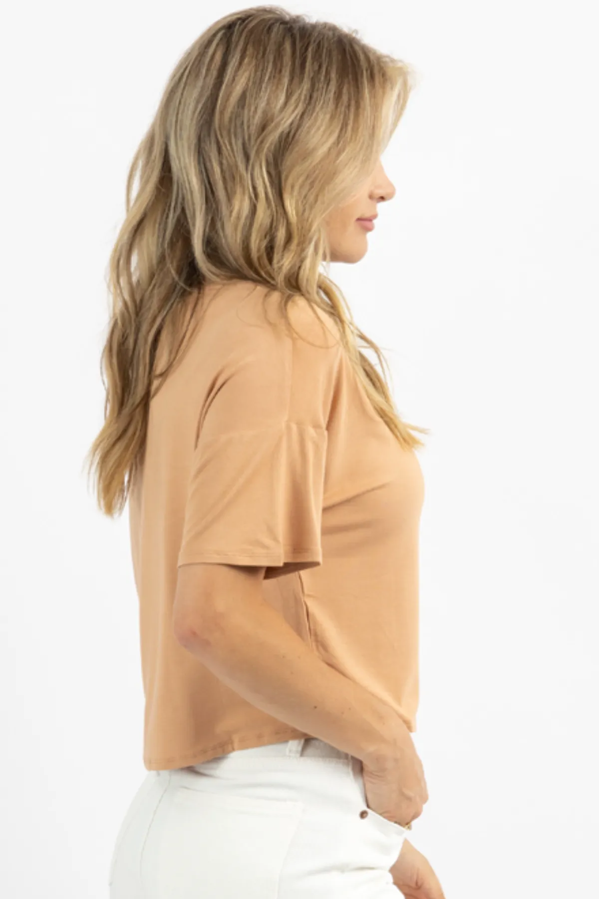 CAMEL EVERYDAY JERSEY KNIT TEE