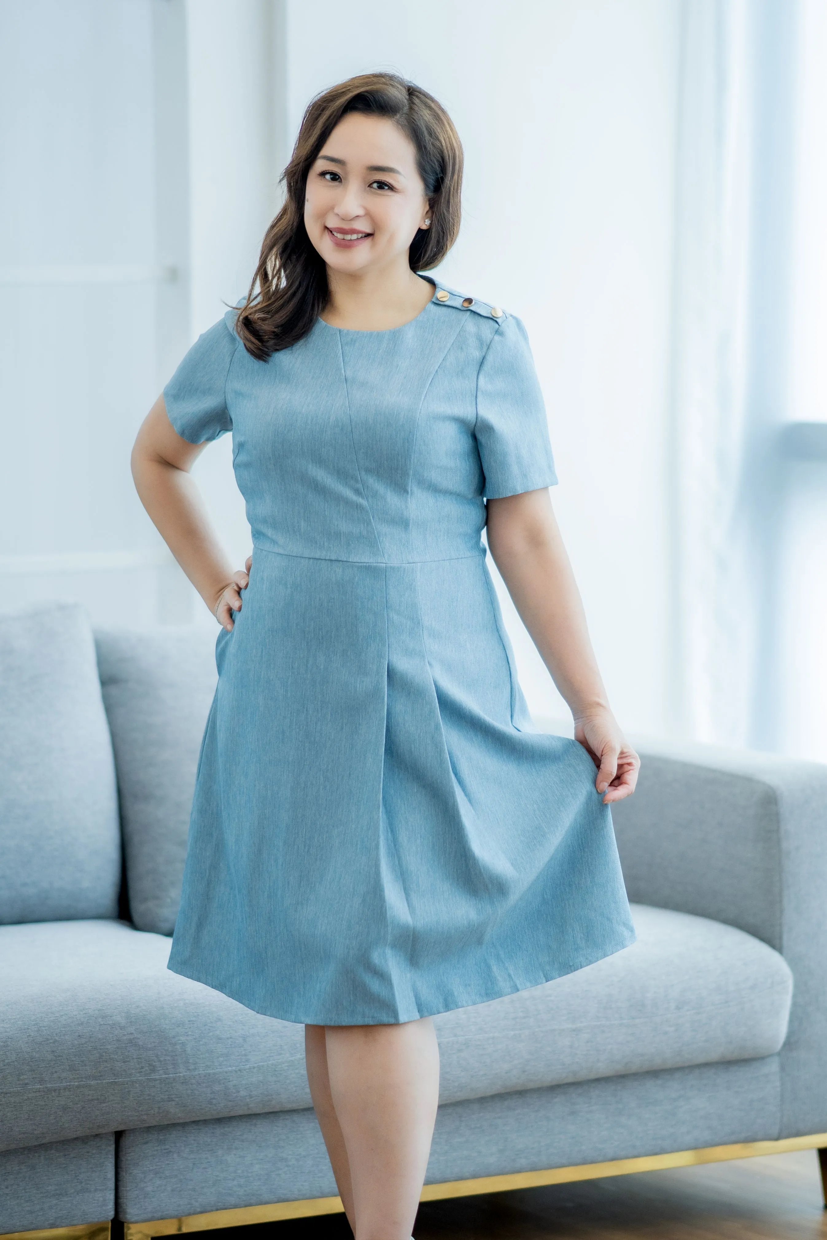Classic Side Box Pleated Dress