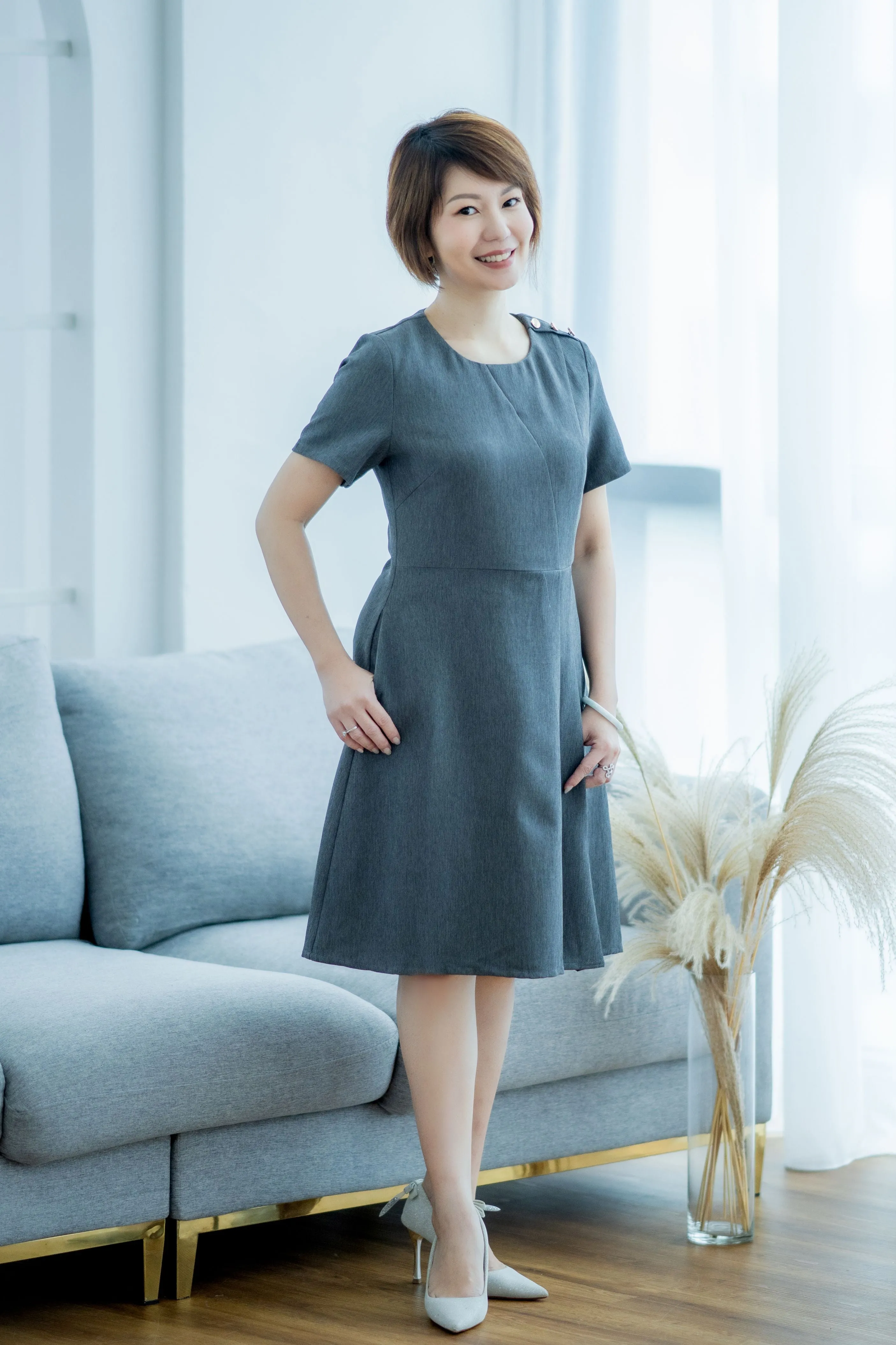 Classic Side Box Pleated Dress