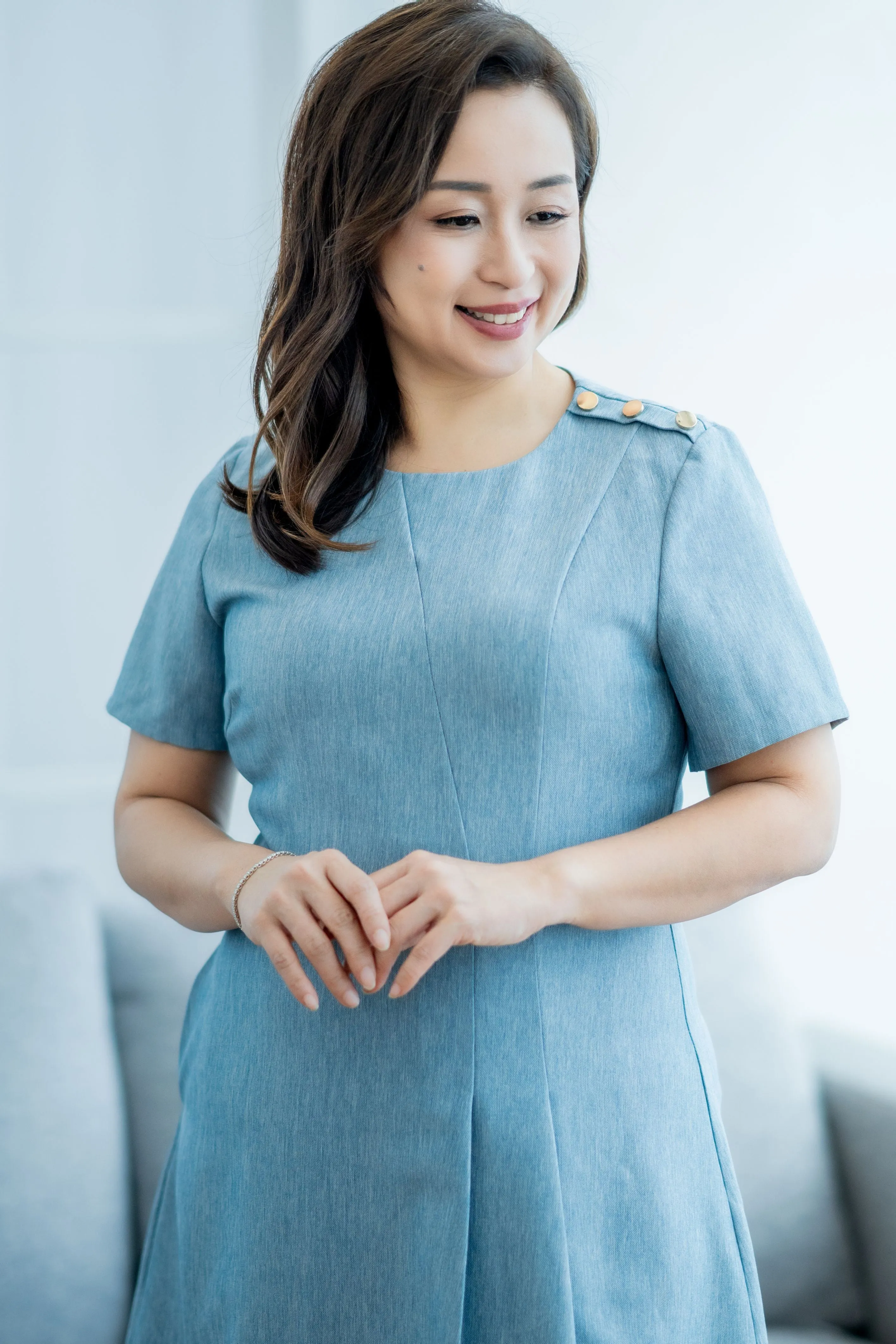 Classic Side Box Pleated Dress