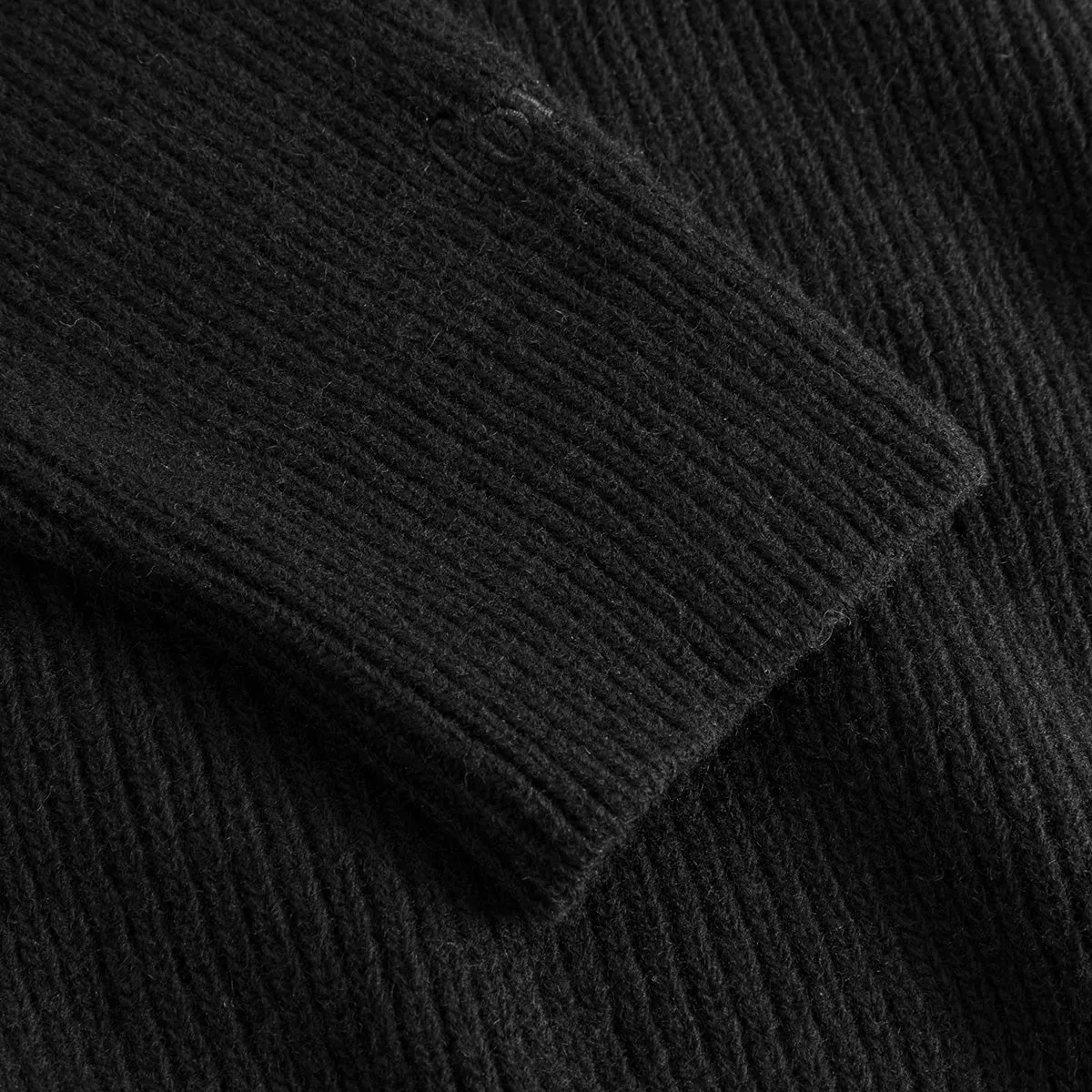 Cone Wool Rib Knit Sweater - Black