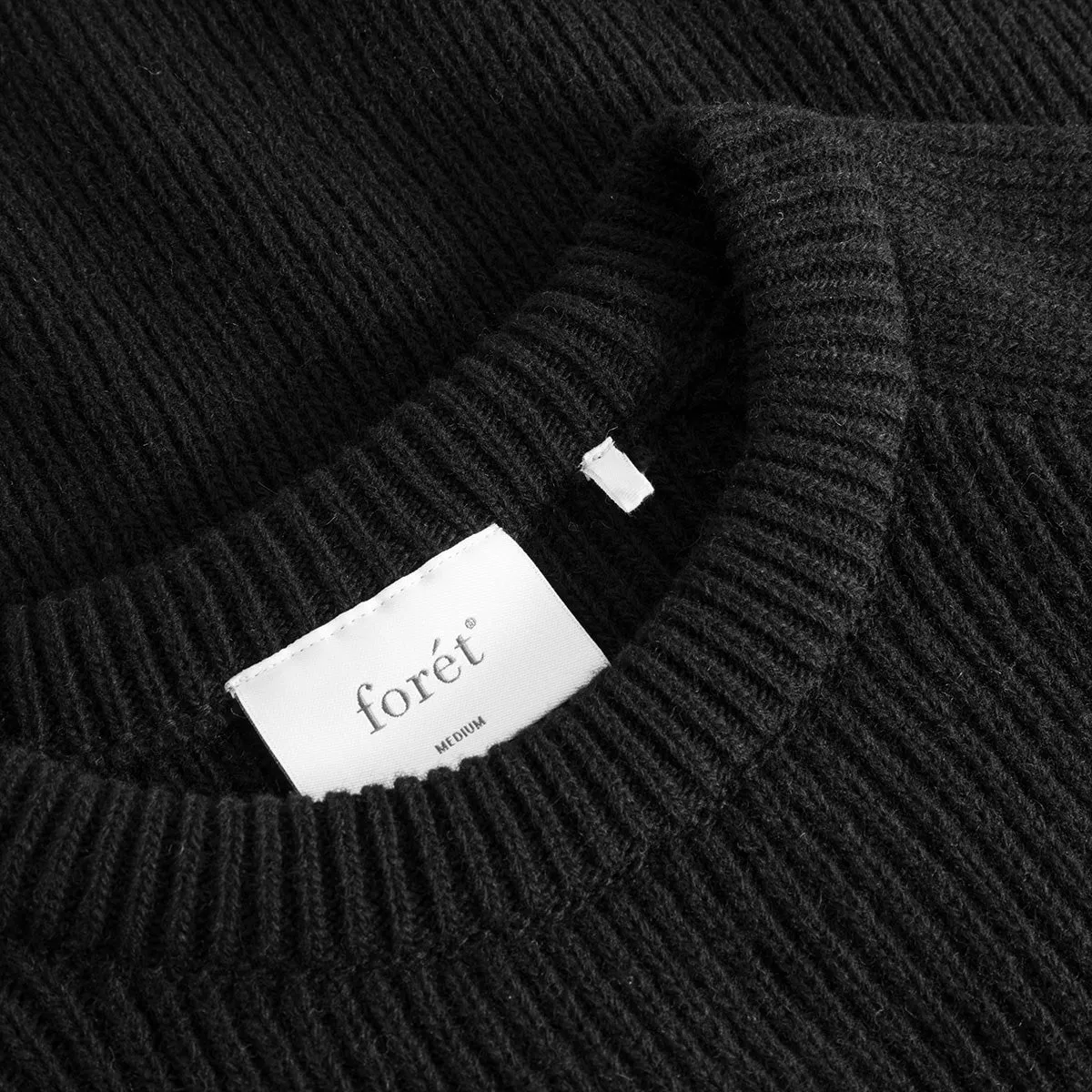 Cone Wool Rib Knit Sweater - Black