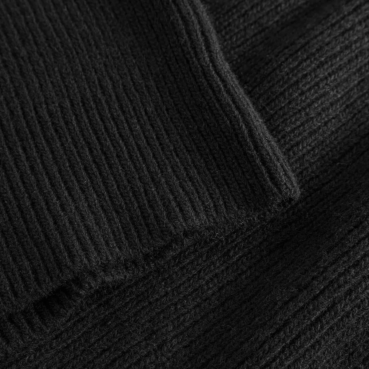 Cone Wool Rib Knit Sweater - Black