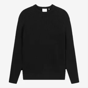 Cone Wool Rib Knit Sweater - Black