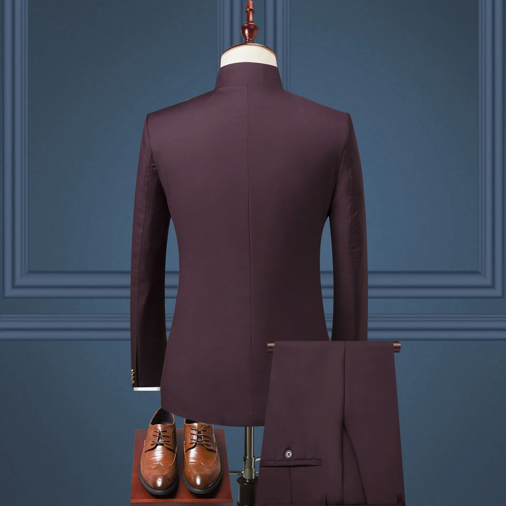 Custom Made Wedding Party Dress Groom  Single Breasted  Wear  Suits Men's Business Wedding Party Suit 3 Pcs British Collar