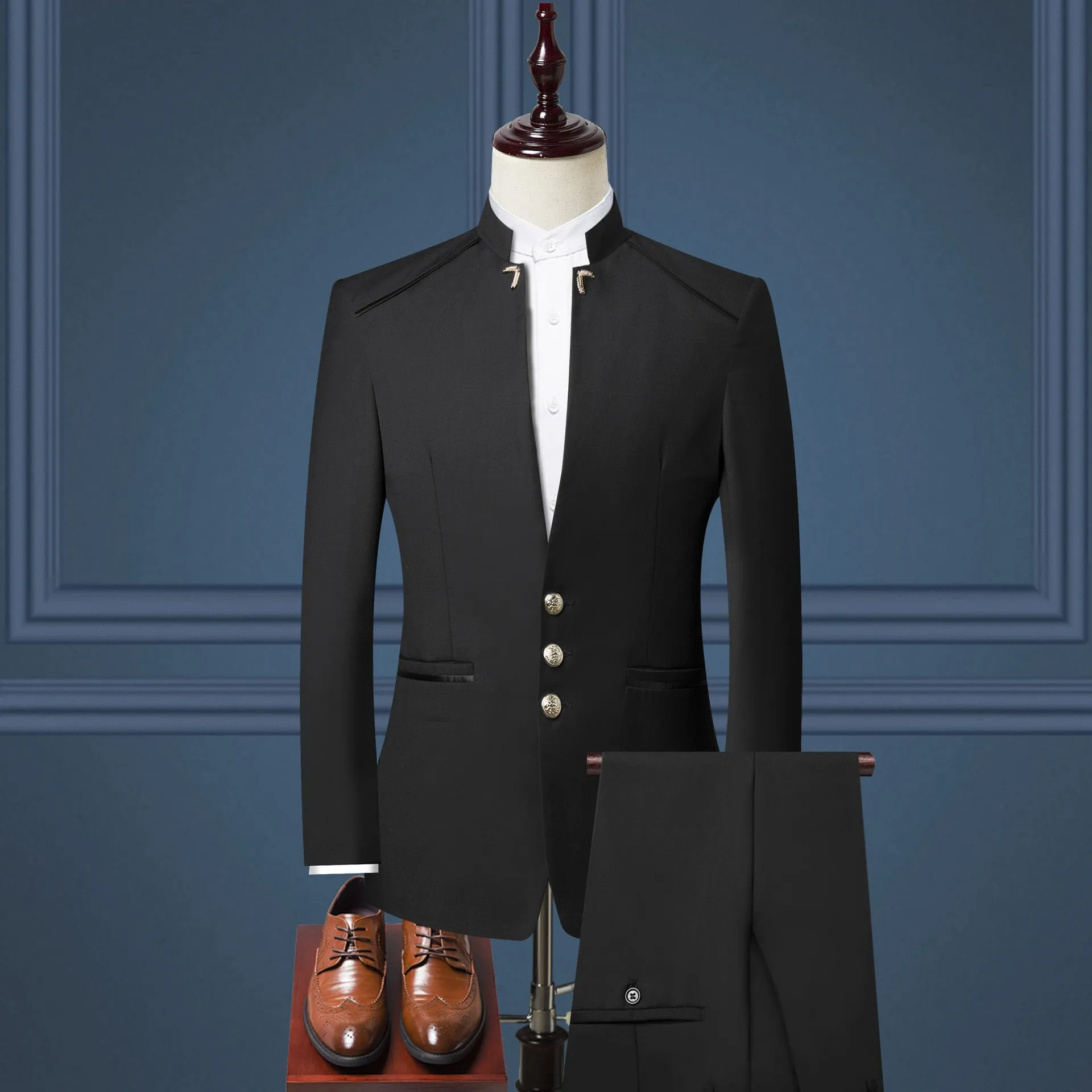 Custom Made Wedding Party Dress Groom  Single Breasted  Wear  Suits Men's Business Wedding Party Suit 3 Pcs British Collar