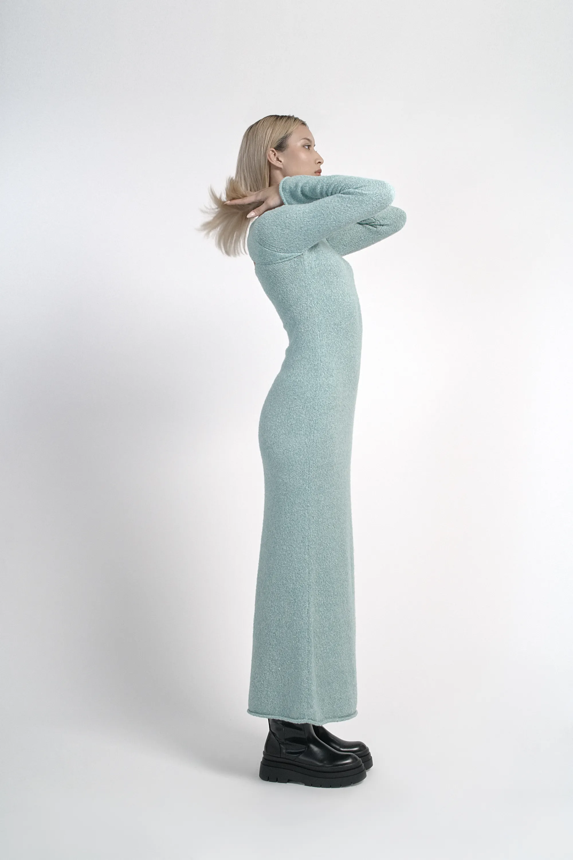 Cut-out Wool Knitted Maxi Dress