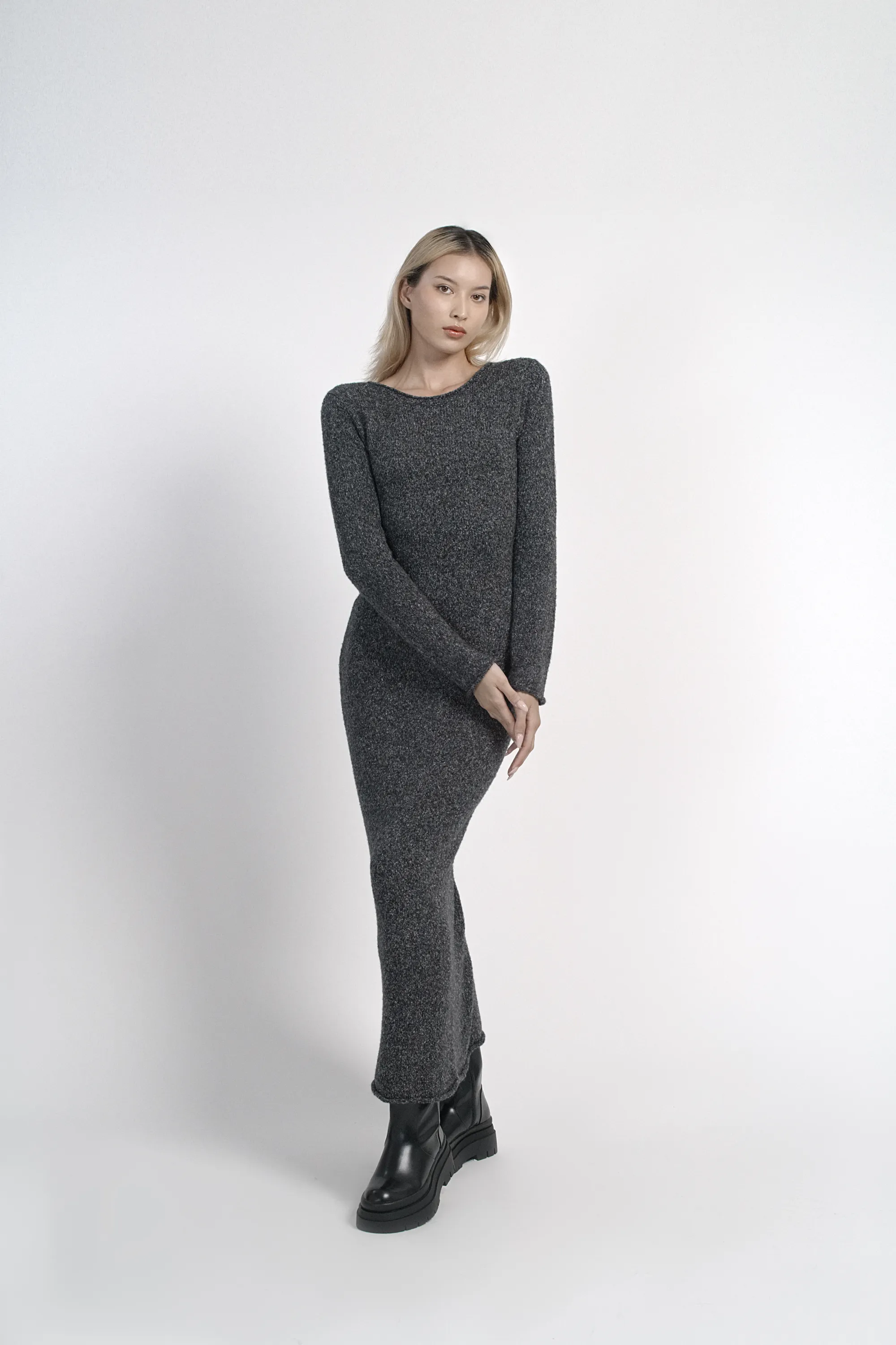 Cut-out Wool Knitted Maxi Dress