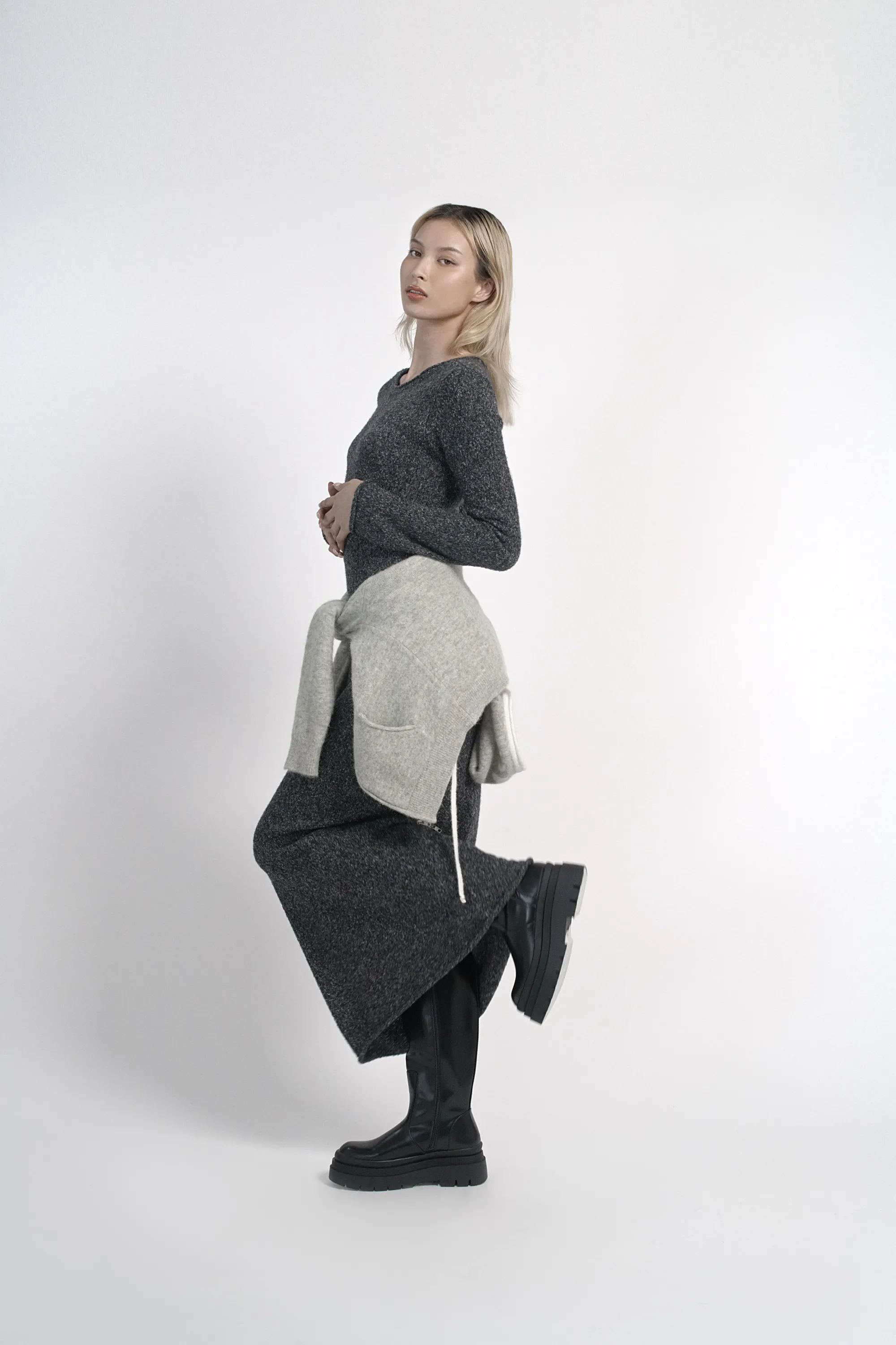 Cut-out Wool Knitted Maxi Dress