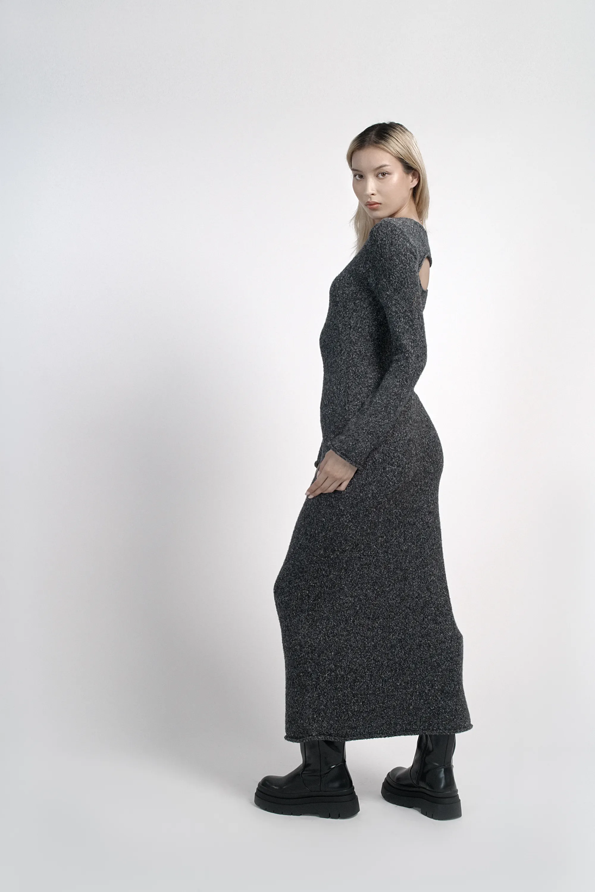 Cut-out Wool Knitted Maxi Dress
