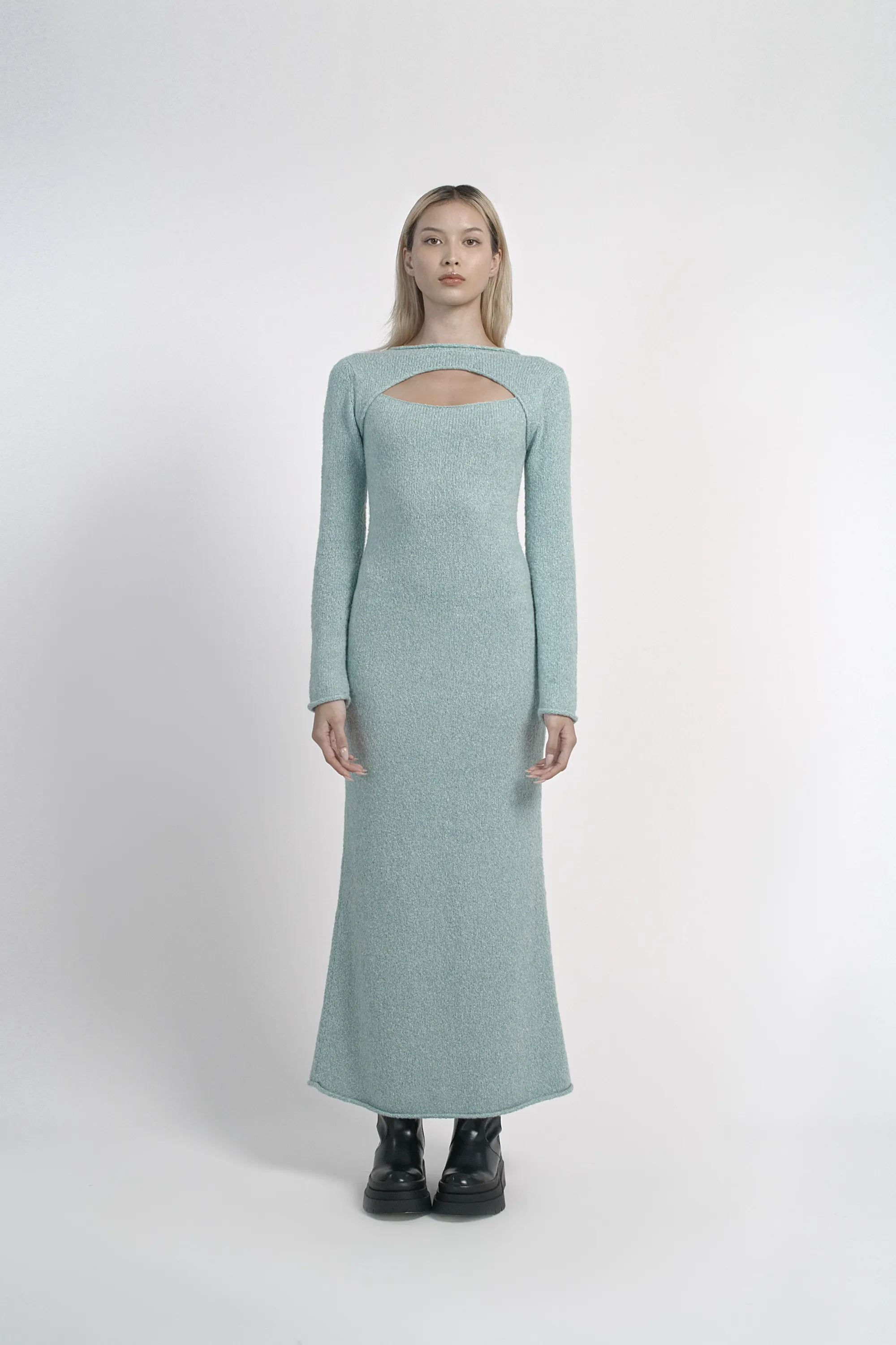 Cut-out Wool Knitted Maxi Dress