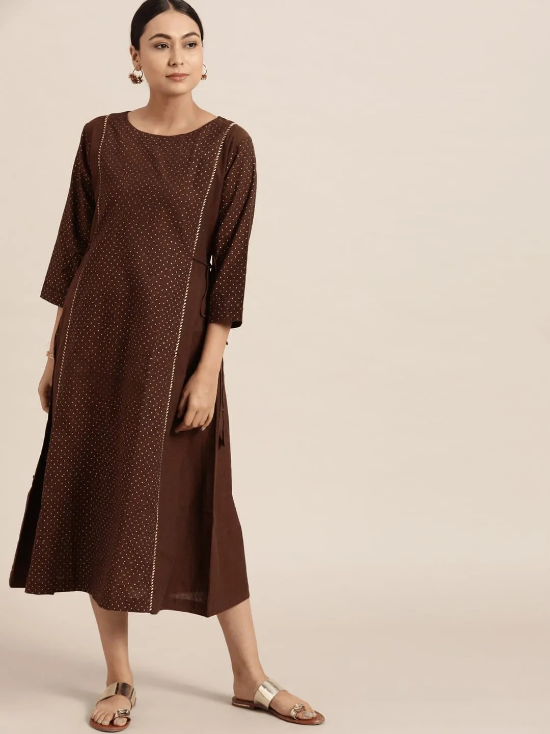 Dark Brown Block Print Dress