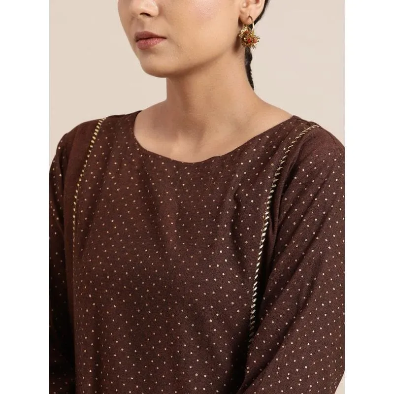 Dark Brown Block Print Dress