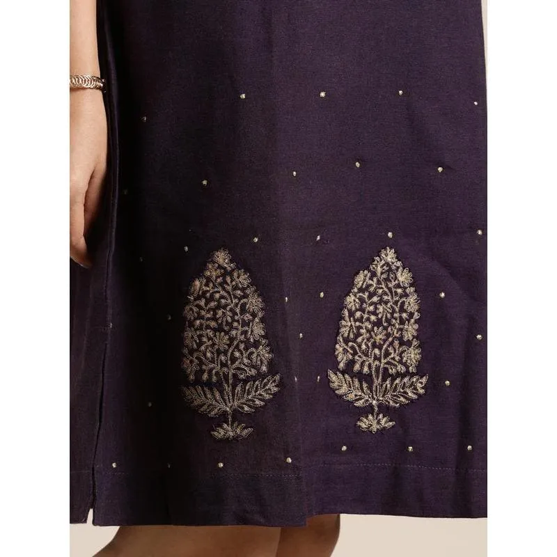 Dark Purple block print Dress